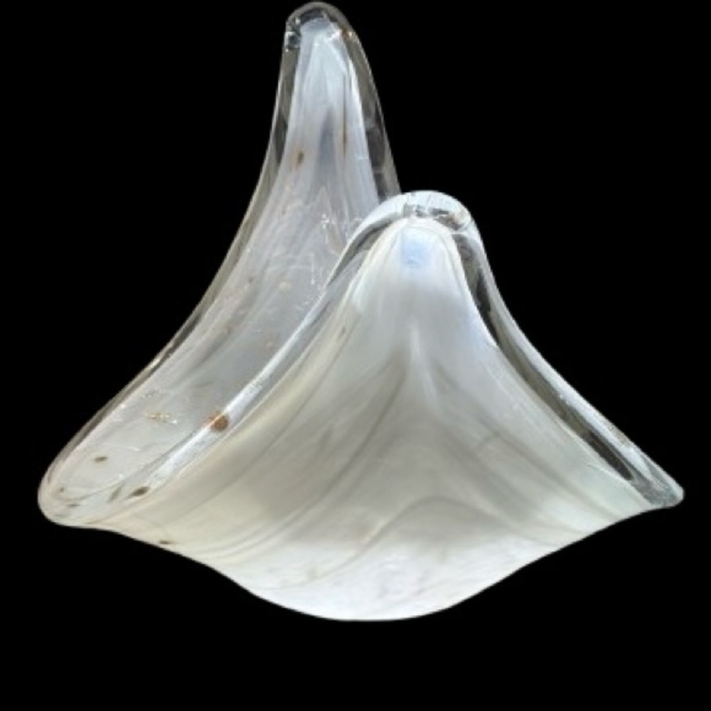 Translucent White Glass Art with Abstract Curves